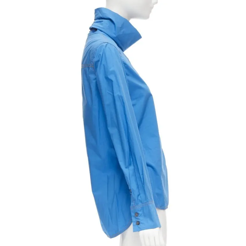 Marni Funnel Neck Shirt Blue Cotton Never worn - Model View