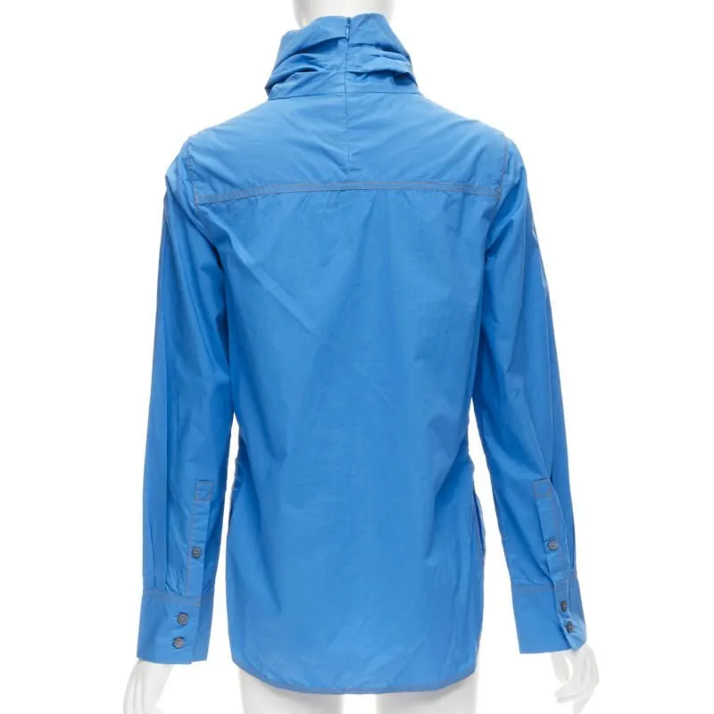 Marni Funnel Neck Shirt Blue Cotton Never worn - Box View