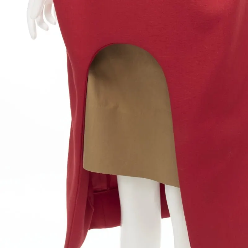 Marni Curved Hem Skirt Red Wool Never worn - Back View