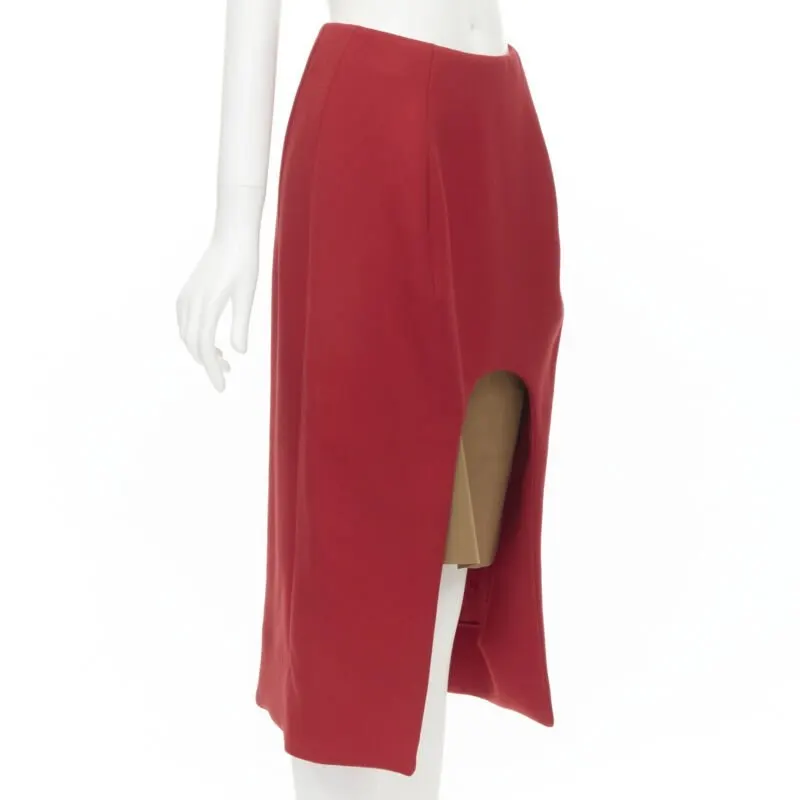 Marni Curved Hem Skirt Red Wool Never worn - Inside View