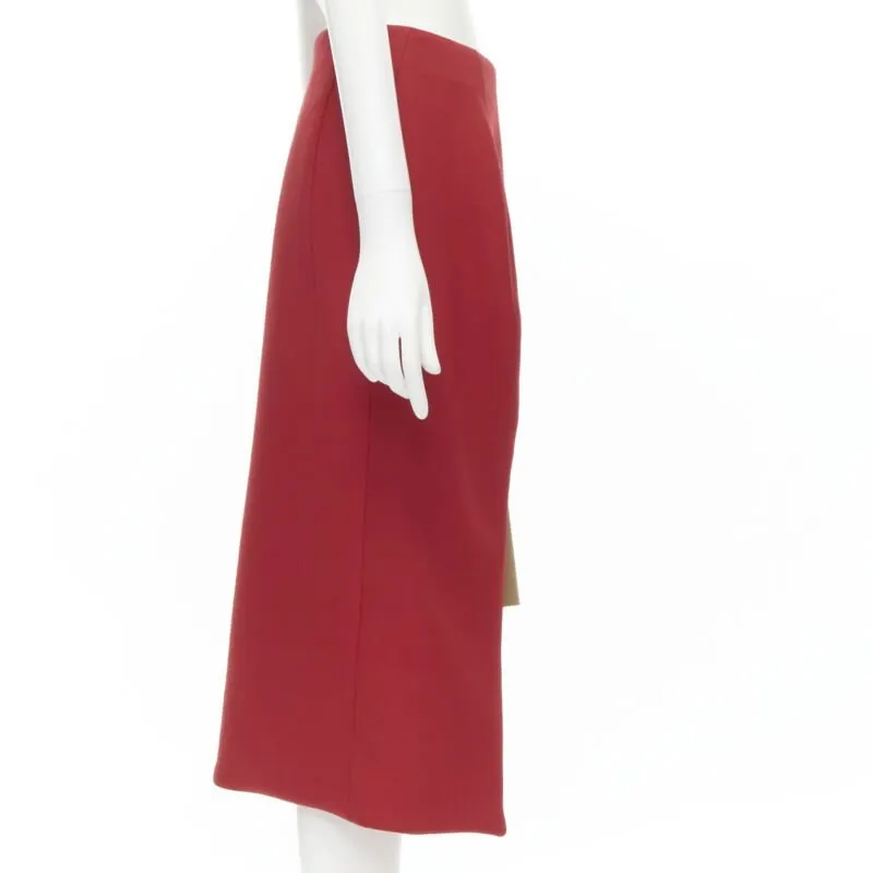 Marni Curved Hem Skirt Red Wool Never worn - Model View