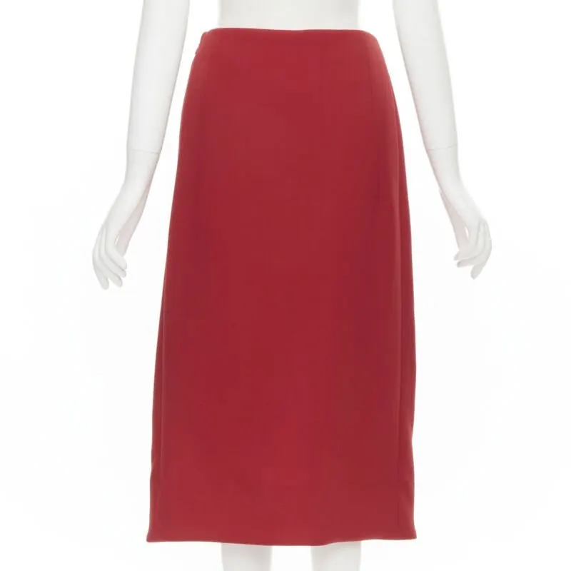 Marni Curved Hem Skirt Red Wool Never worn - Box View
