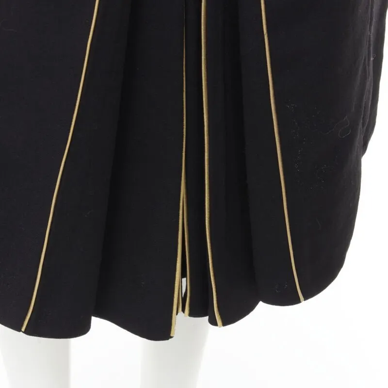 Marni Gold Piping Skirt Black Wool Never worn - Back View