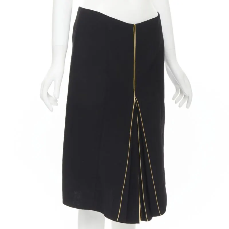 Marni Gold Piping Skirt Black Wool Never worn - Inside View
