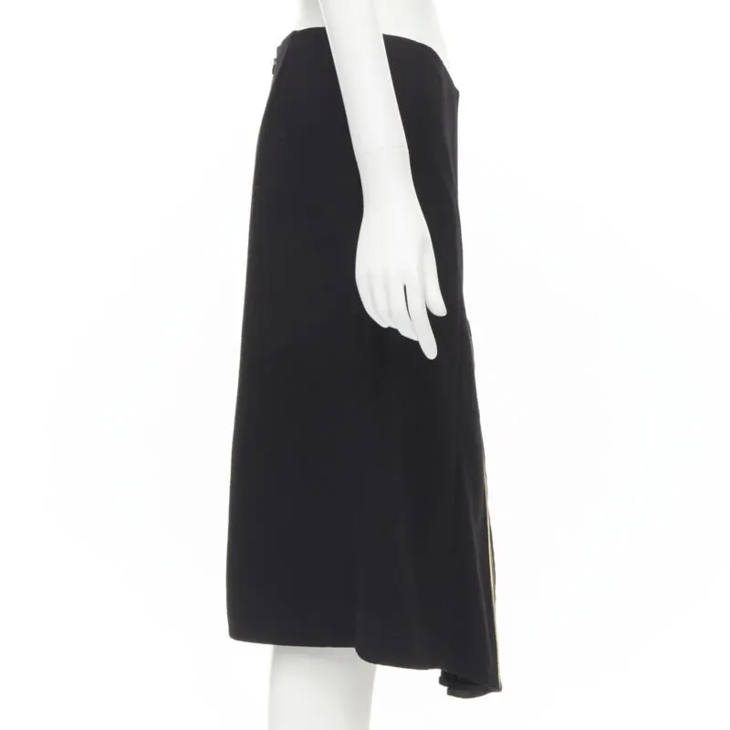 Marni Gold Piping Skirt Black Wool Never worn - Model View