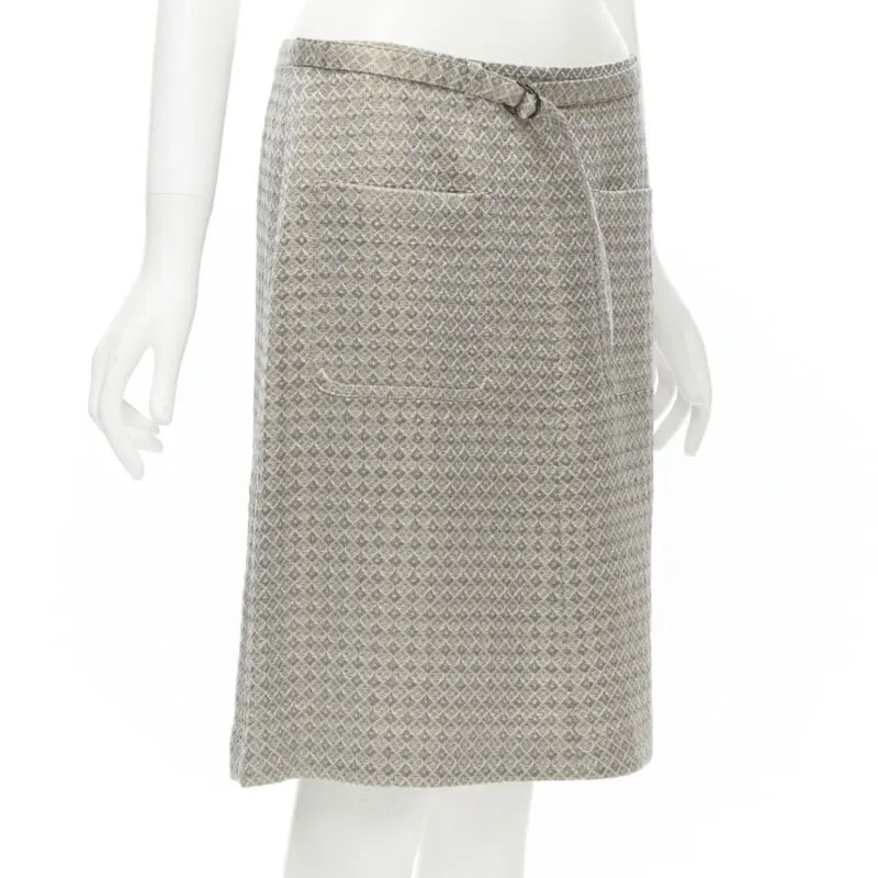 Dries Van Noten Jacquard Belted Skirt Gold Cotton Never worn - Inside View