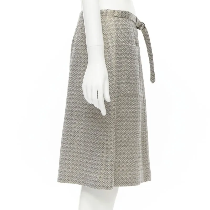 Dries Van Noten Jacquard Belted Skirt Gold Cotton Never worn - Model View