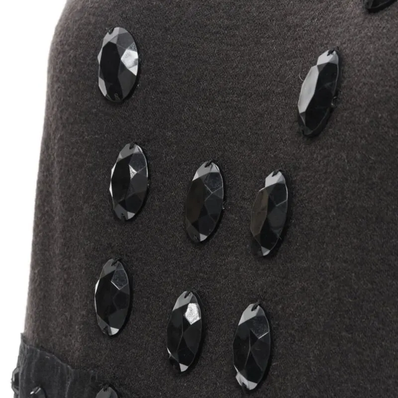 Lanvin Jewel Sheath Dress Brown Wool Never worn - Back View