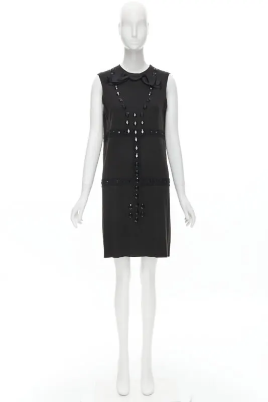 Lanvin Jewel Sheath Dress Brown Wool Never worn - Inside View