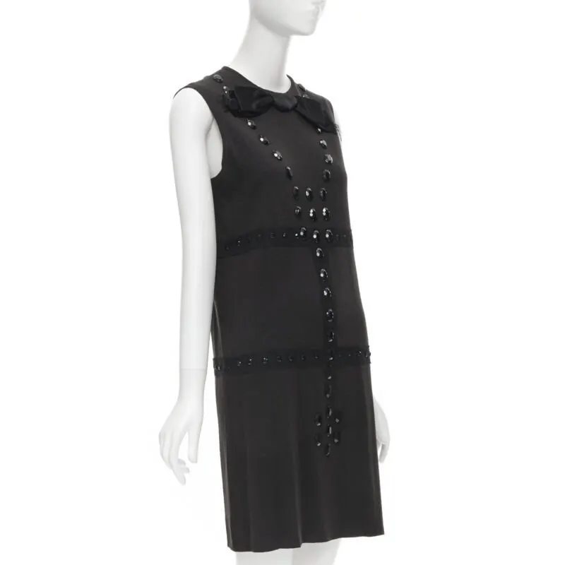 Lanvin Jewel Sheath Dress Brown Wool Never worn - Model View