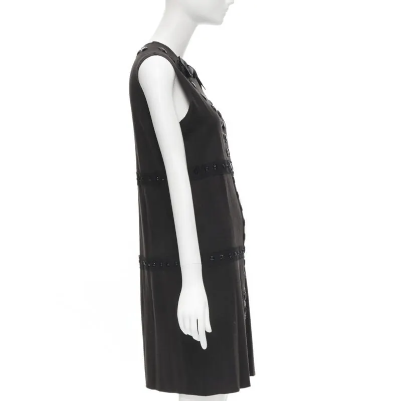 Lanvin Jewel Sheath Dress Brown Wool Never worn - Box View