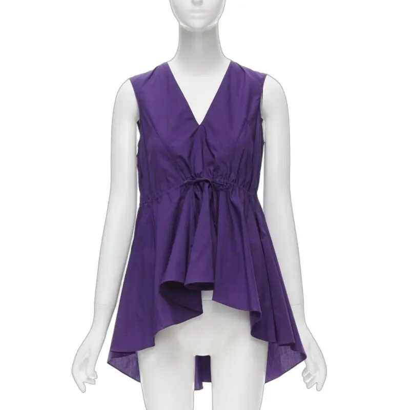 Marni Drawstring Peplum Top Purple Cotton Never worn - Front View