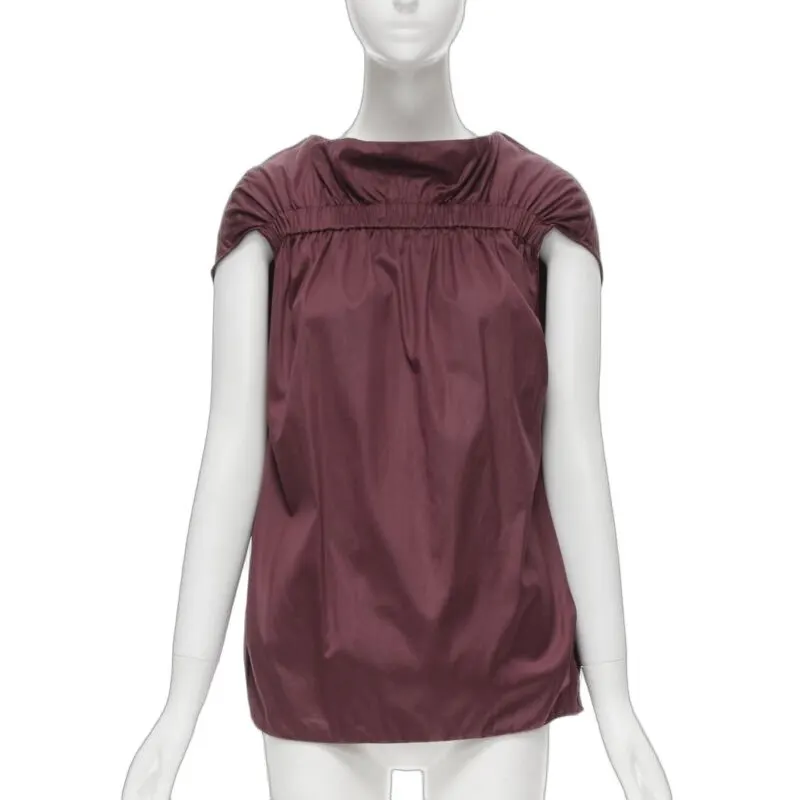 Marni Ruched Cap Top Red Cotton Never worn - Front View
