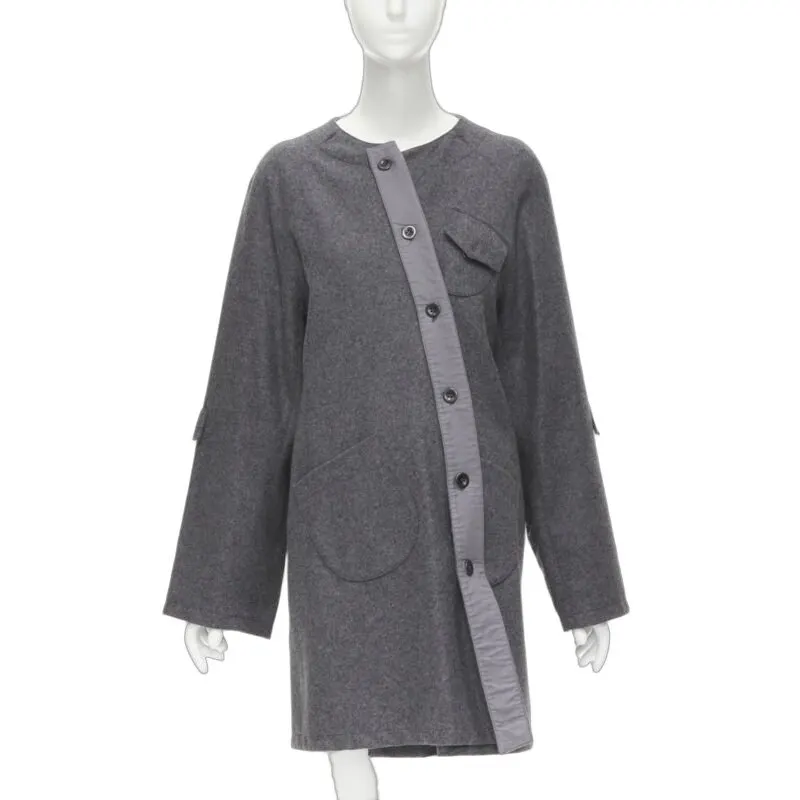 Miu Miu Grey Wool Coat Grey Wool Fair - Front View
