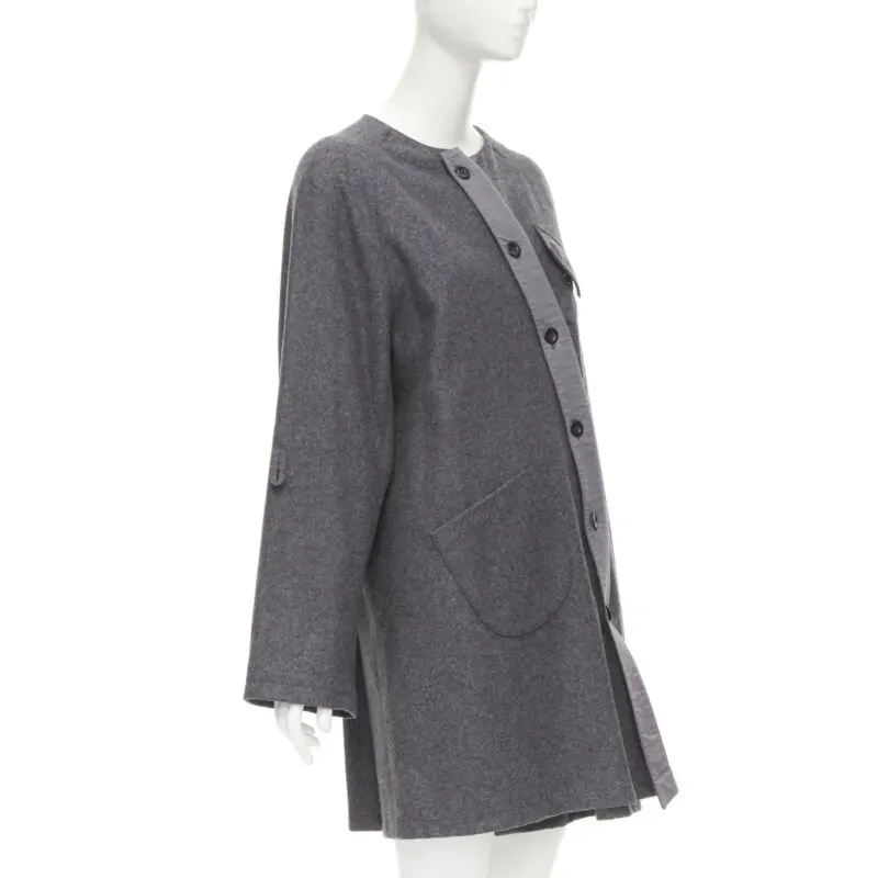 Miu Miu Grey Wool Coat Grey Wool Fair - Model View