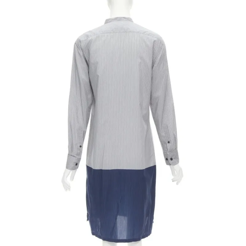 Dries Van Noten Pinstripe Shirt Dress Blue Cotton Never worn - Box View