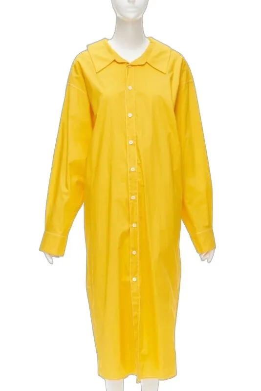 Marni Spread Collar Dress Yellow Cotton Never worn - Front View