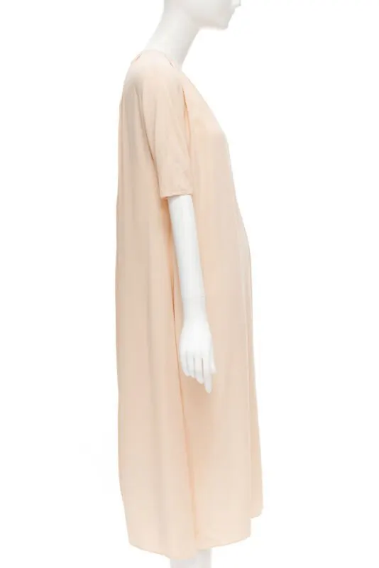 Marni Pleated Collar Dress Beige Viscose Never worn - Model View