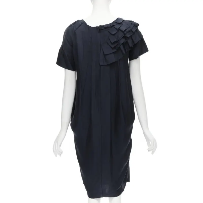 Marni Silk Ruffle Dress Blue Silk Very good - Box View