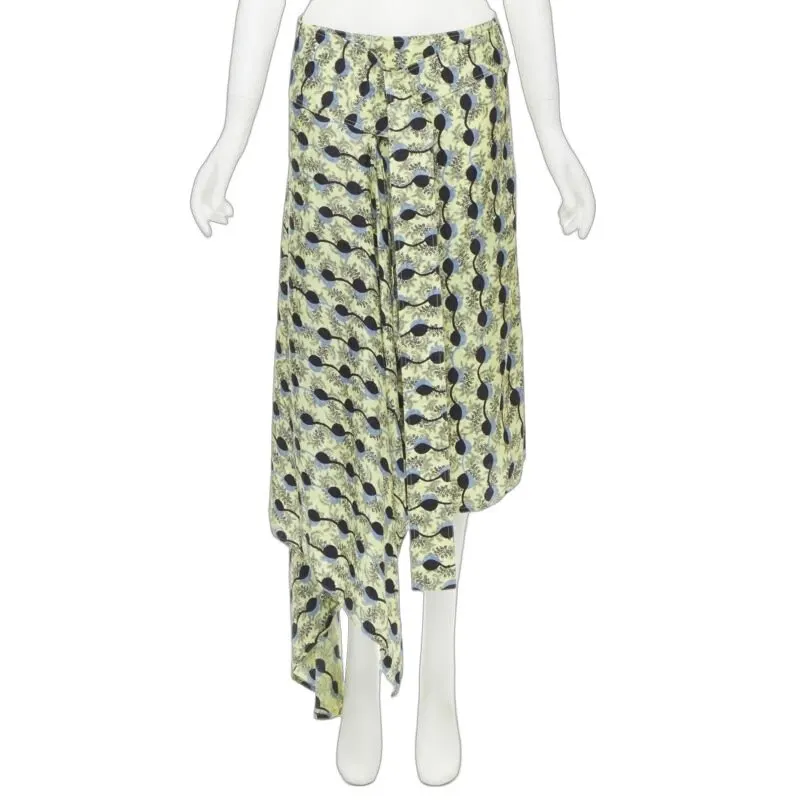 Marni Paisley Wrap Skirt Yellow Silk Never worn - Front View