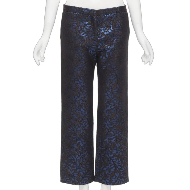 Marni Floral Jacquard Pants Blue Polyester Very good - Front View