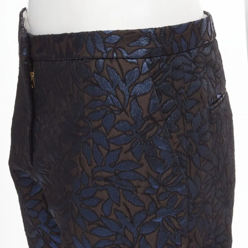Marni Floral Jacquard Pants Blue Polyester Very good - Back View
