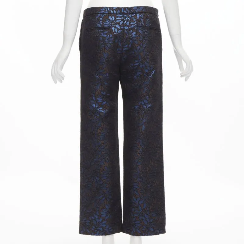 Marni Floral Jacquard Pants Blue Polyester Very good - Model View