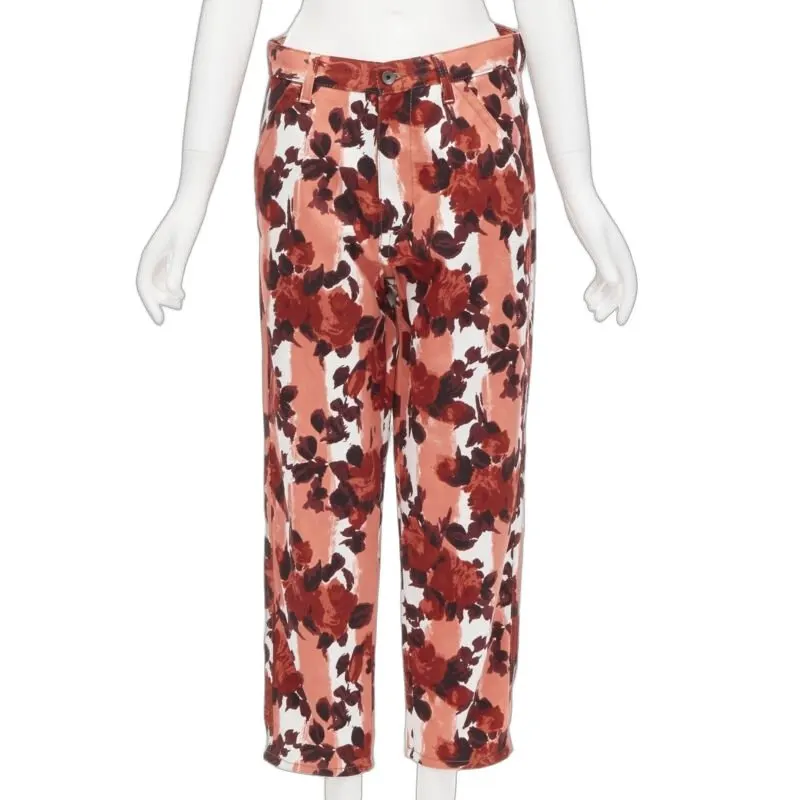 Marni Abstract Wide Jeans Red Cotton Never worn - Front View
