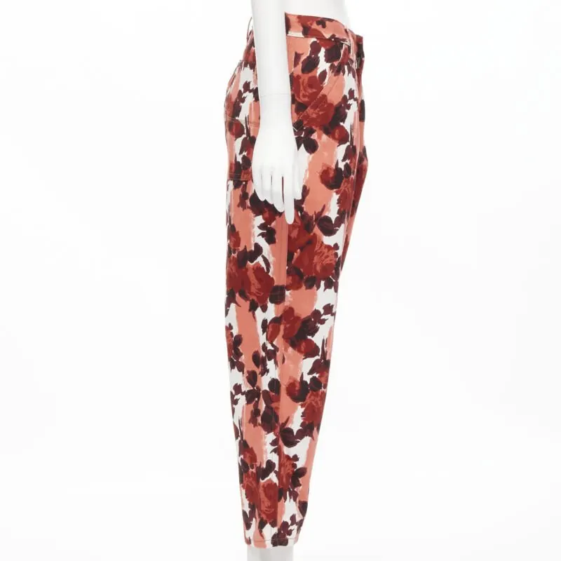 Marni Abstract Wide Jeans Red Cotton Never worn - Model View