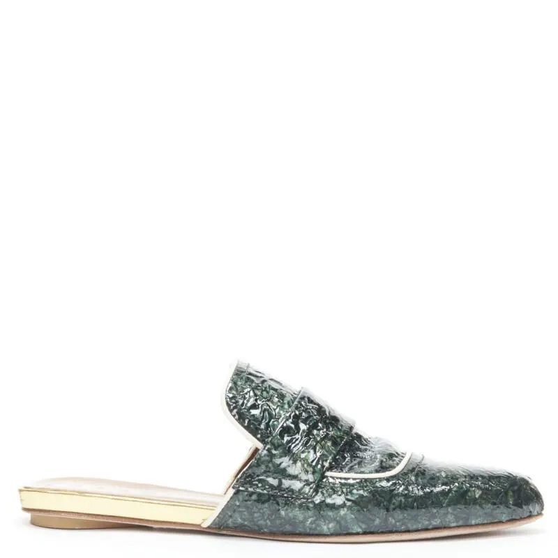Marni Patent Point Flats Green Leather Very good - Back View