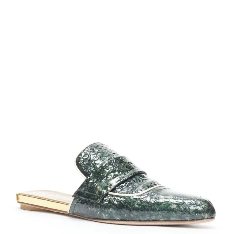 Marni Patent Point Flats Green Leather Very good - Inside View