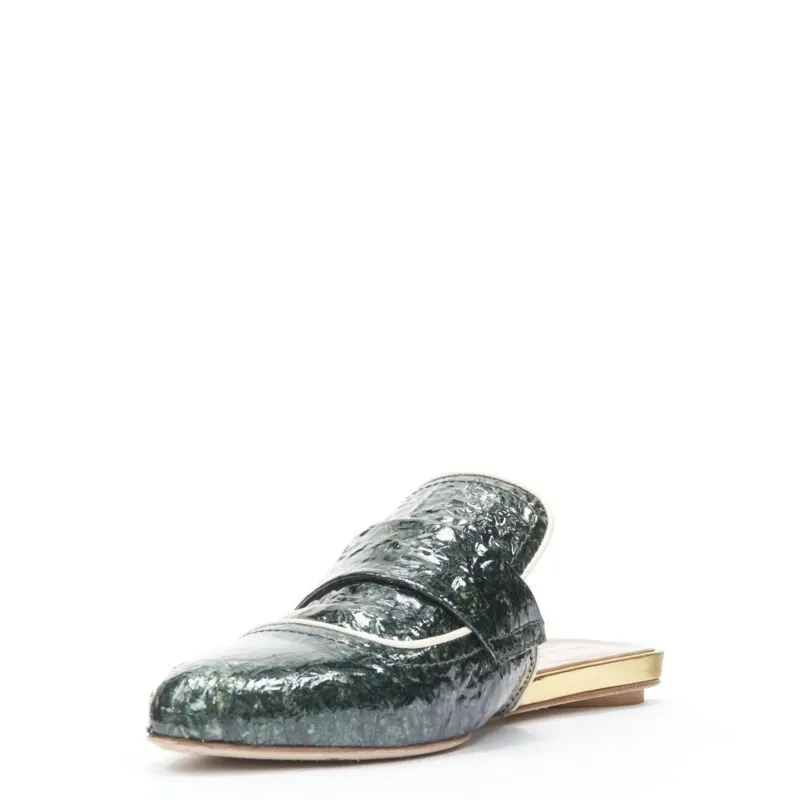 Marni Patent Point Flats Green Leather Very good - Model View