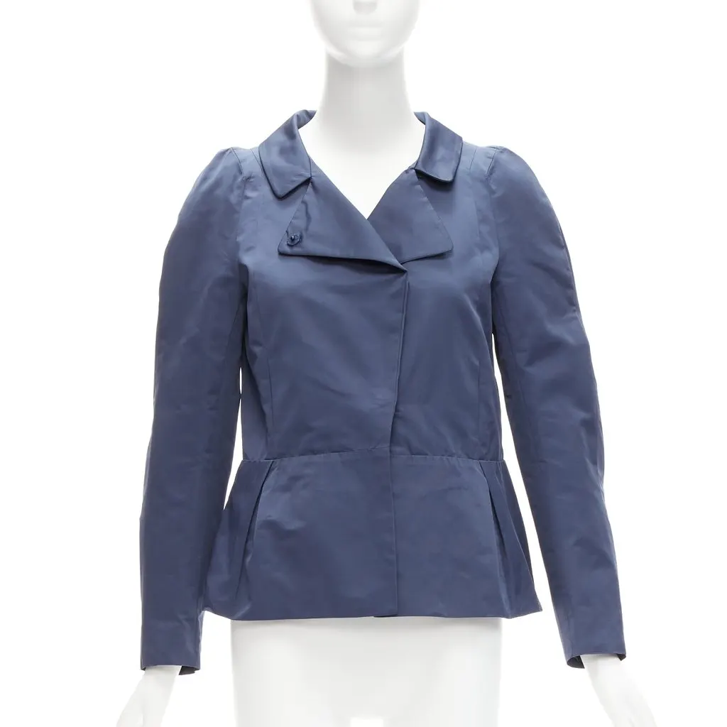 Marni Creased Crop Jacket Blue Polyester Very good - Front View