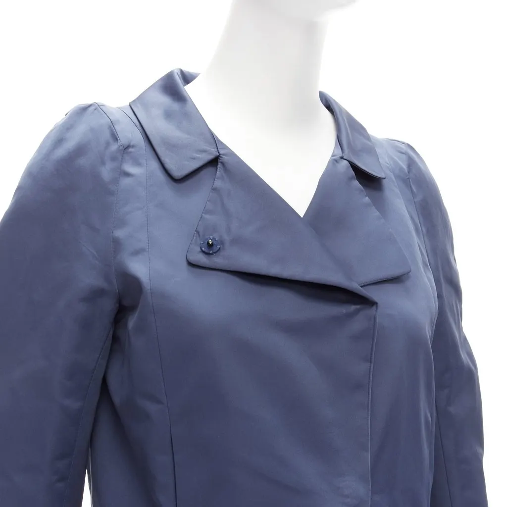 Marni Creased Crop Jacket Blue Polyester Very good - Back View
