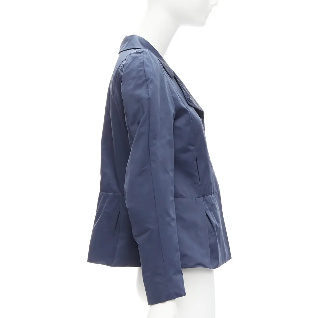 Marni Creased Crop Jacket Blue Polyester Very good - Model View