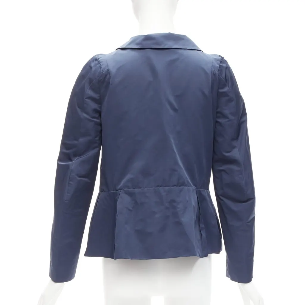 Marni Creased Crop Jacket Blue Polyester Very good - Box View