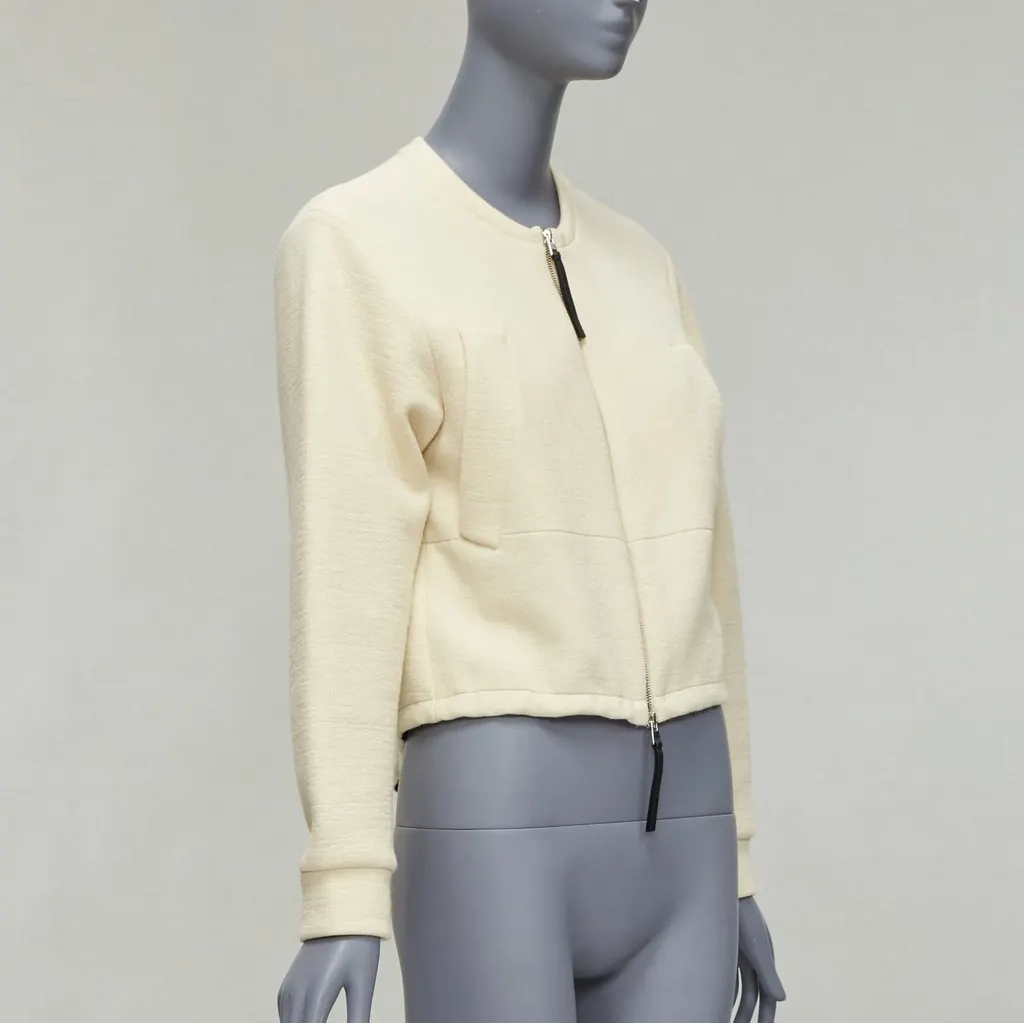 Marni Cream Cropped Bomber Jacket Beige Cotton Never worn - Model View