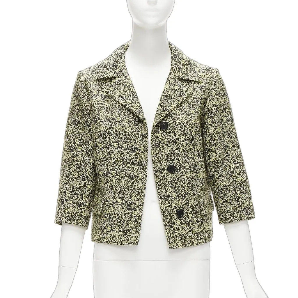 Marni Yellow Jacquard Cropped Jacket Yellow Cotton Never worn - Front View