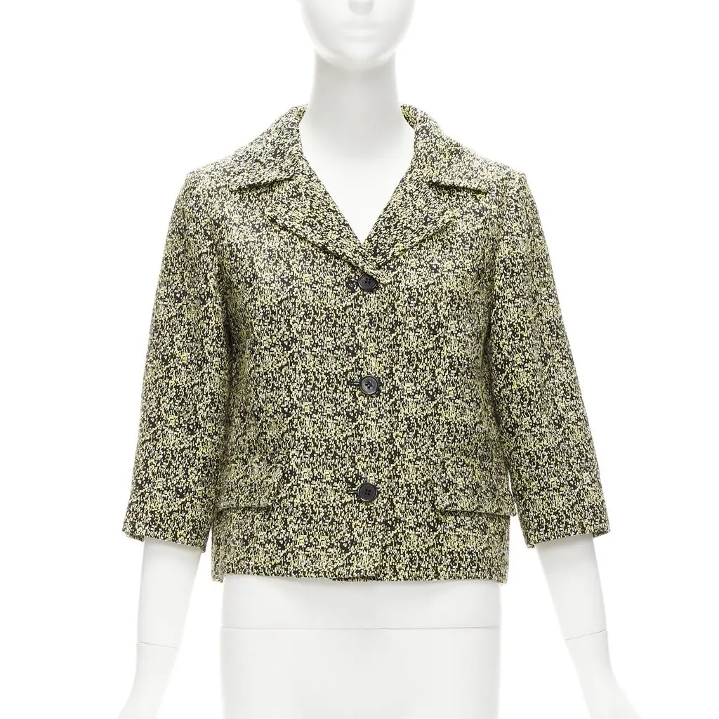 Marni Yellow Jacquard Cropped Jacket Yellow Cotton Never worn - Inside View