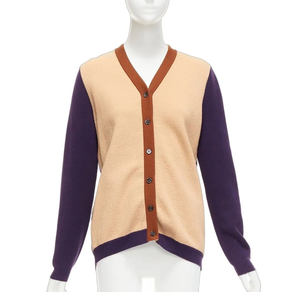 Marni Colorblocked Cardigan Beige Cotton Never worn - Front View