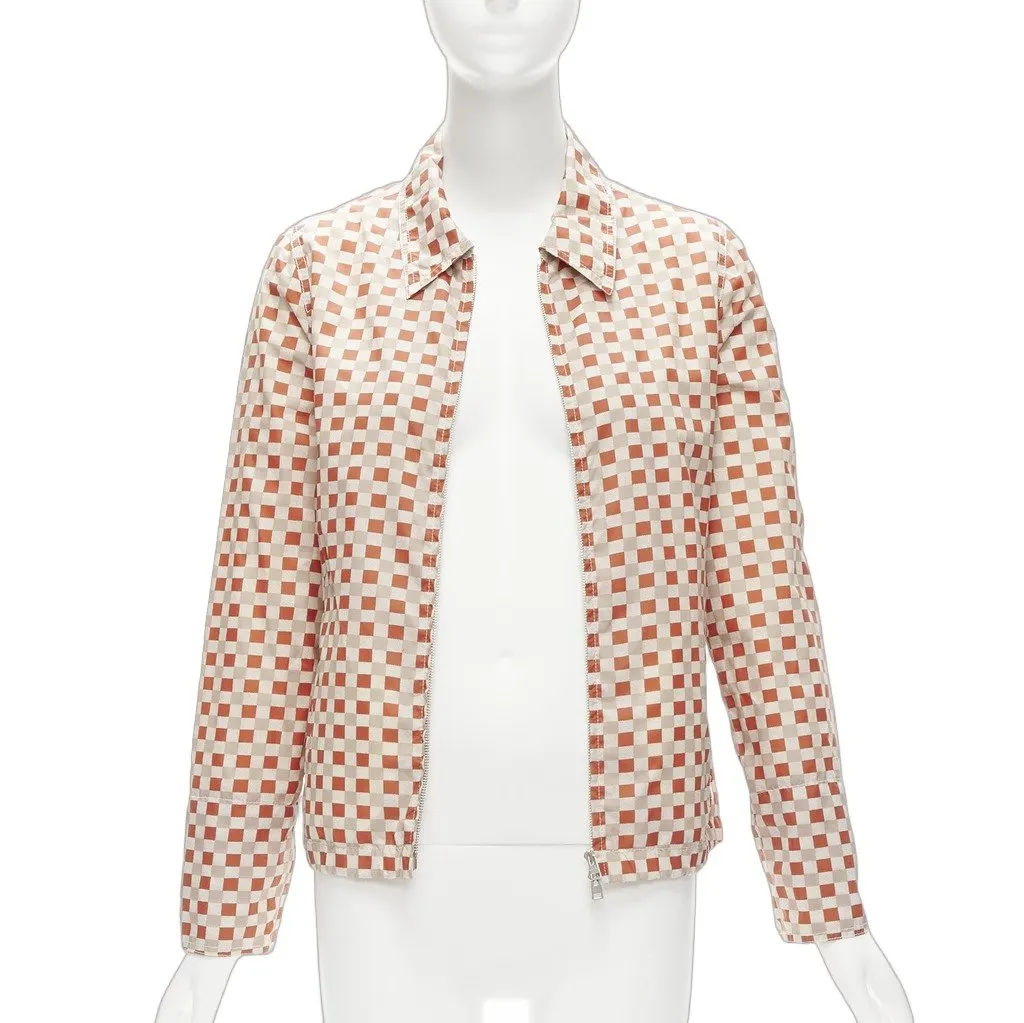 Marni Red Beige Checkerboard Jacket Red Polyamide Never worn - Front View