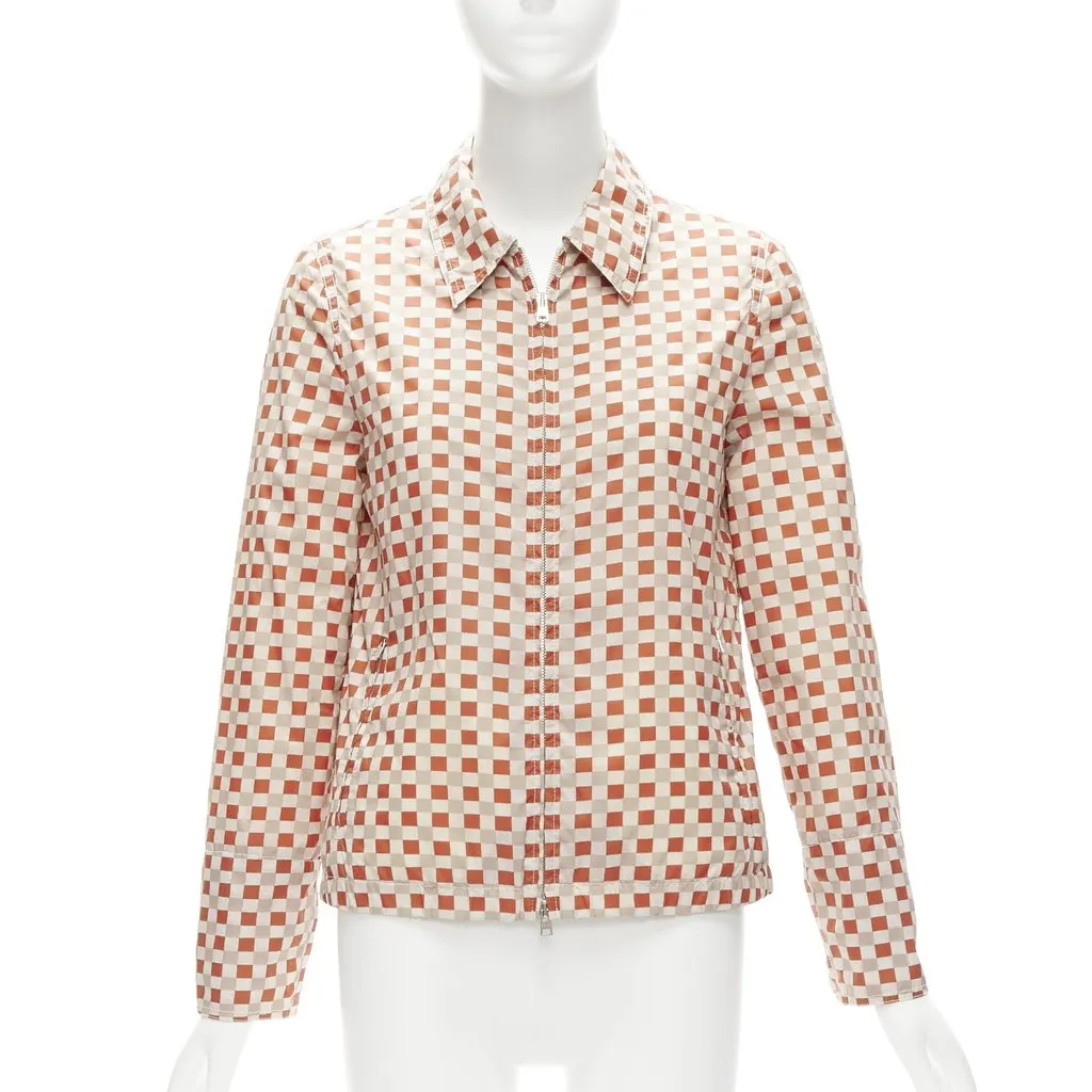 Marni Red Beige Checkerboard Jacket Red Polyamide Never worn - Inside View