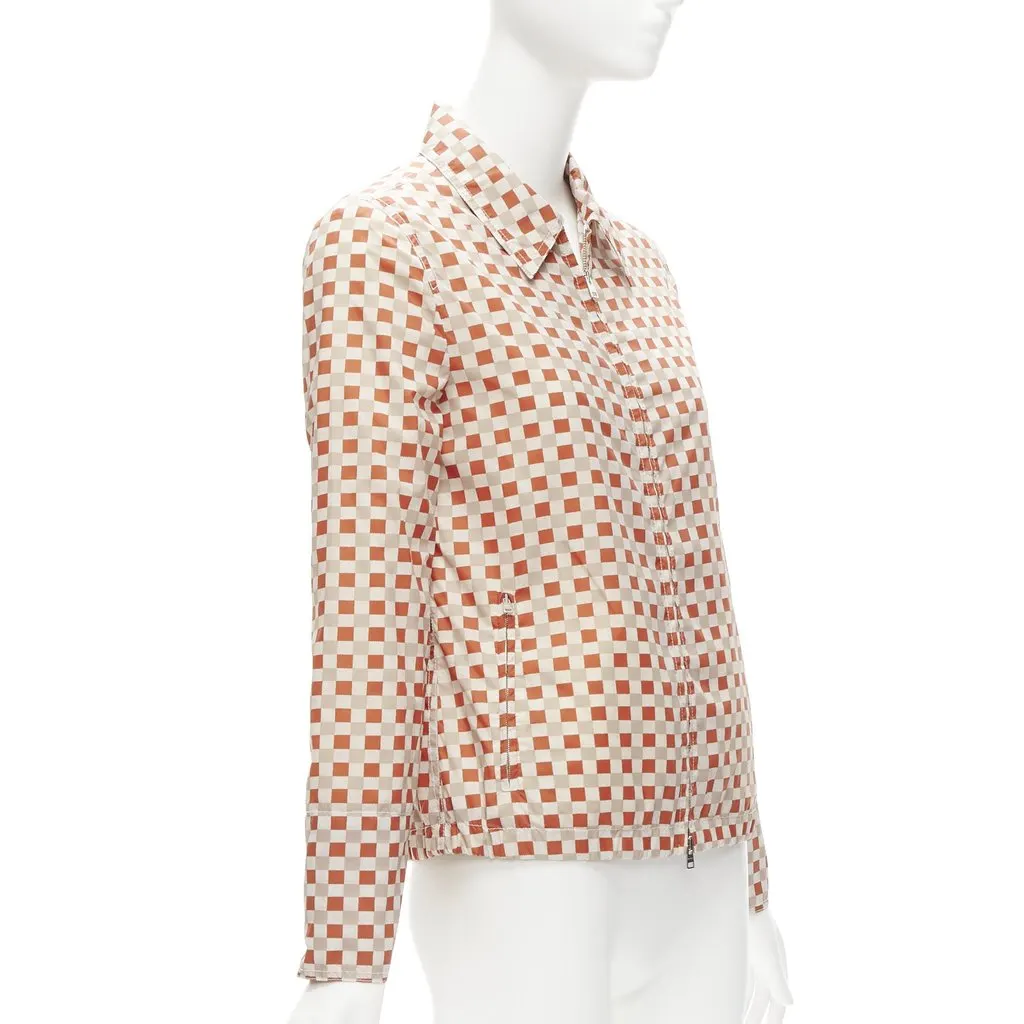 Marni Red Beige Checkerboard Jacket Red Polyamide Never worn - Model View