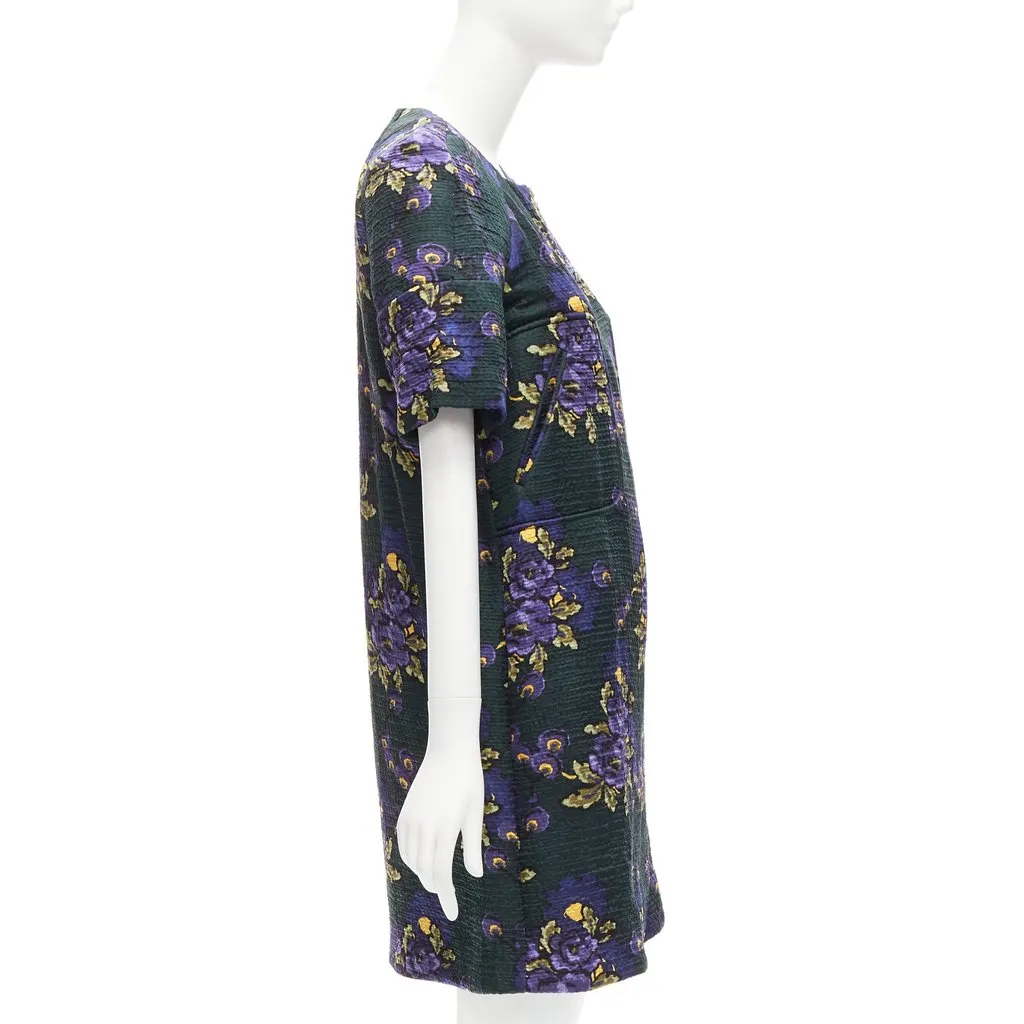 Marni Floral Cloque Dress Green Cotton Never worn - Model View