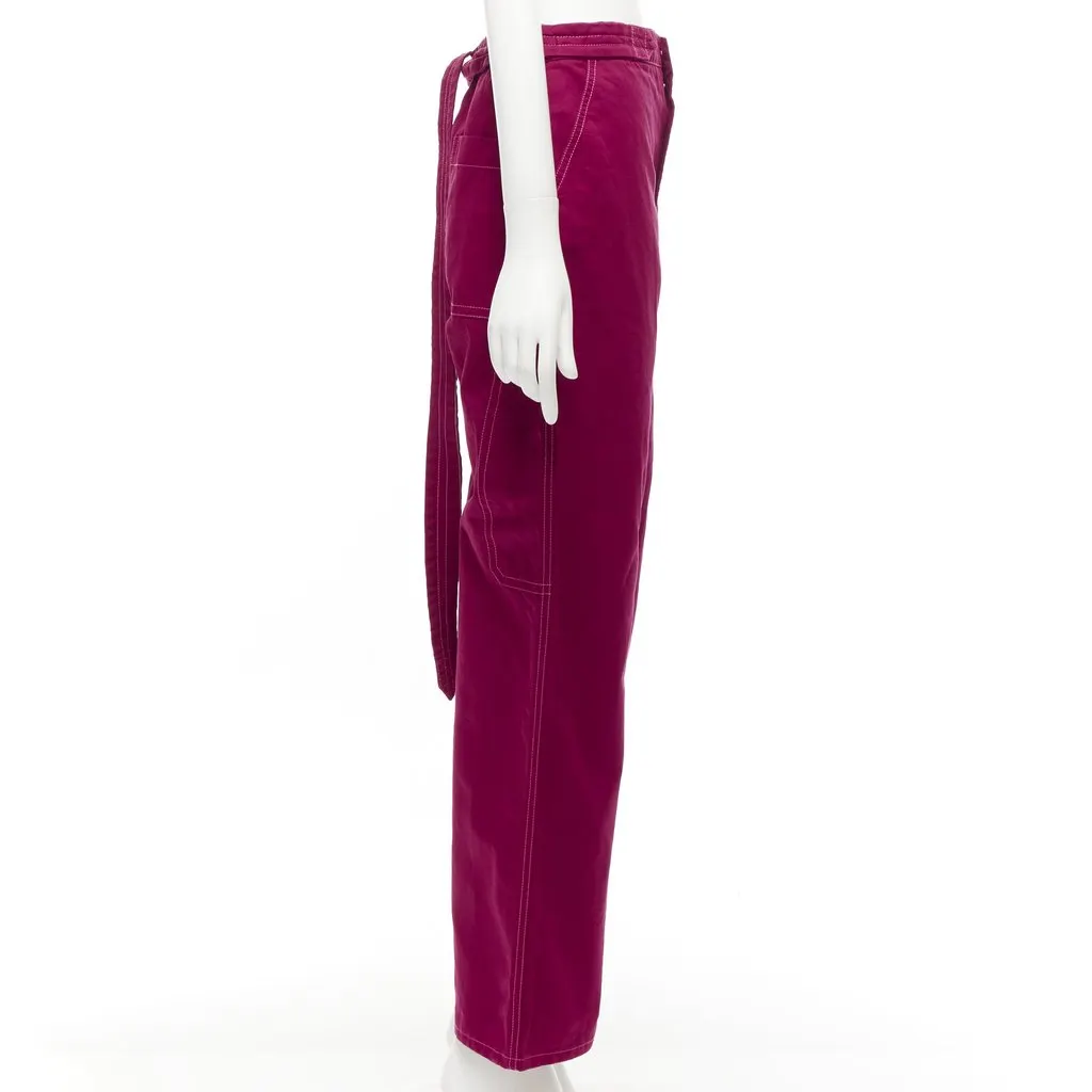 Marni Topstitch Wide Pants Burgundy Cotton Never worn - Model View