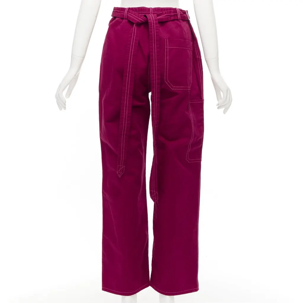 Marni Topstitch Wide Pants Burgundy Cotton Never worn - Box View