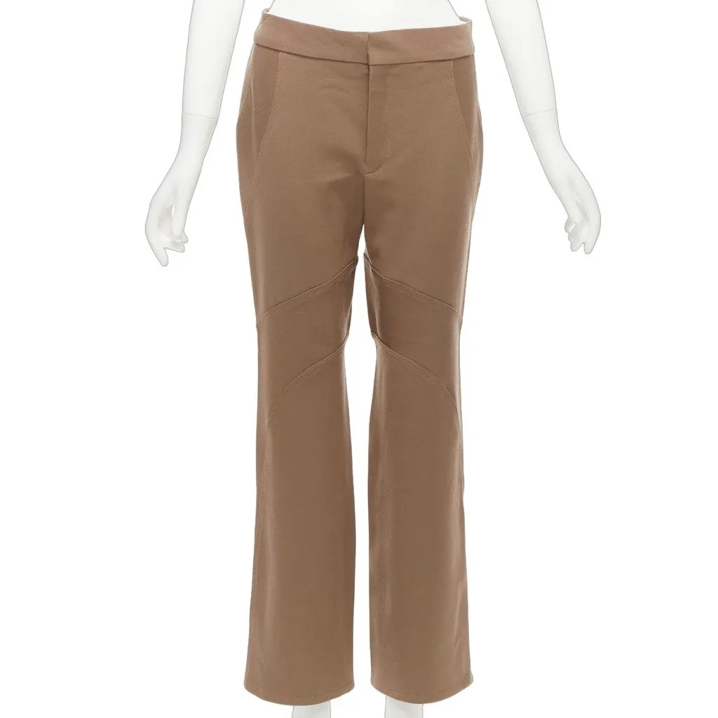 Marni Curved Flared Pants Brown Wool Never worn - Front View