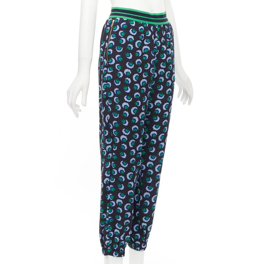 Stella McCartney Silk Graphic Pants Green Silk Never worn - Inside View