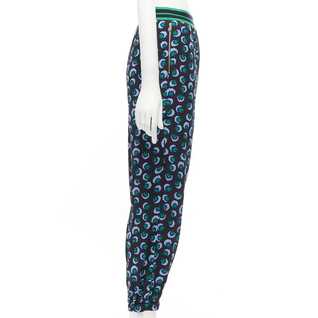 Stella McCartney Silk Graphic Pants Green Silk Never worn - Model View
