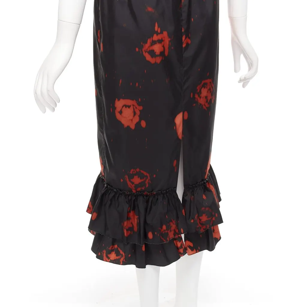 Marni Splatter Ruffle Skirt Black Polyester Never worn - Back View